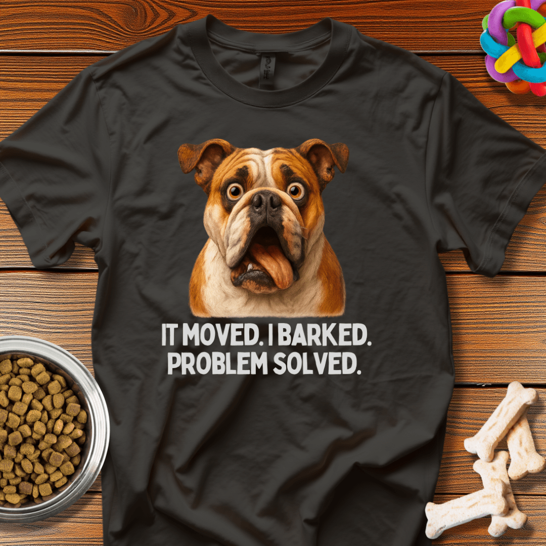 Bark Solutions: Hilarious Dog Meme, English Bulldog Comedy Portrait - T-Shirt - Wooferface