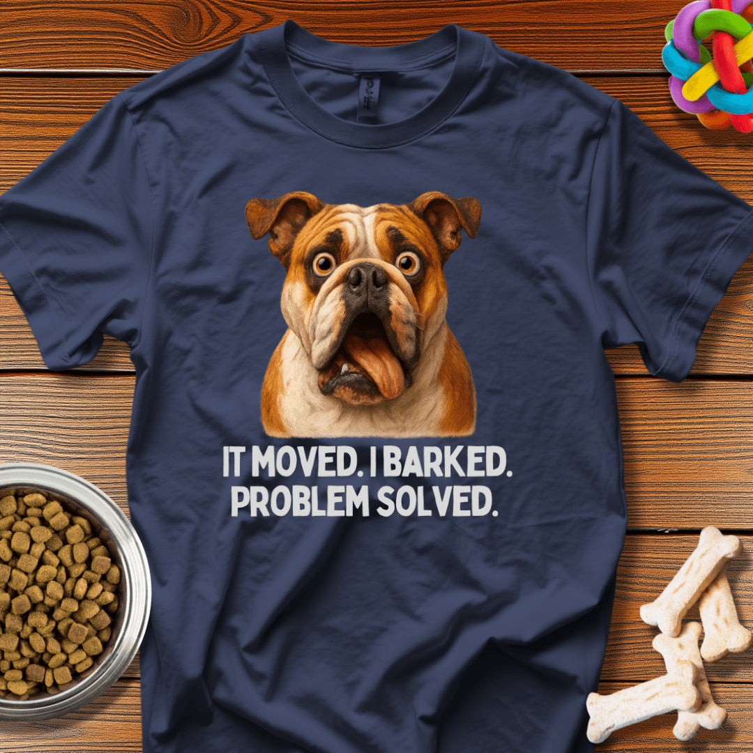 Bark Solutions: Hilarious Dog Meme, English Bulldog Comedy Portrait - T-Shirt - Wooferface