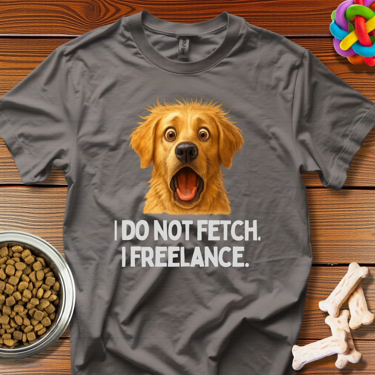 Freelance Fetch: Digital Dog Meme, Professional Humor Illustration - T-Shirt - Wooferface