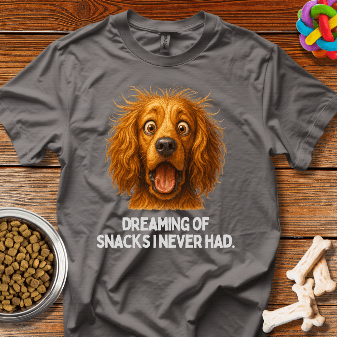 Golden Floof's Snack Fantasy: Comedic Canine Portrait, Digital Illustration Humor - T-Shirt - Wooferface