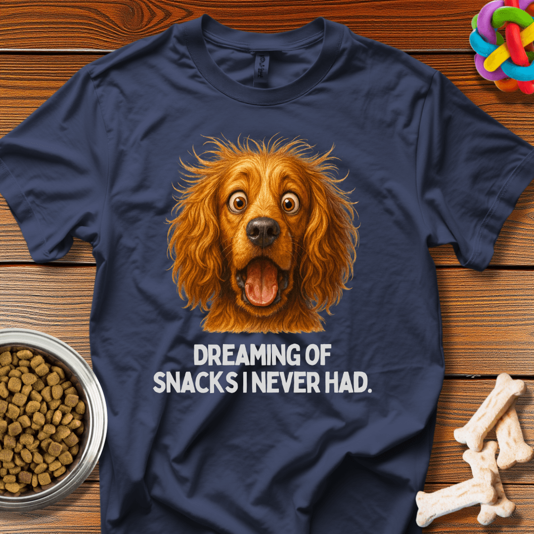Golden Floof's Snack Fantasy: Comedic Canine Portrait, Digital Illustration Humor - T-Shirt - Wooferface