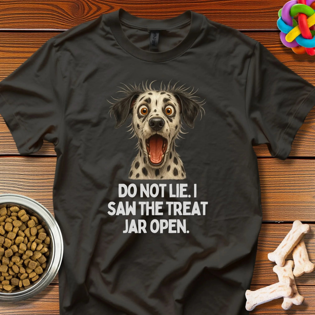 Guilty as Charged: Caught in the Treat Jar Moment, Hilarious Dog Meme Illustration - T-Shirt - Wooferface
