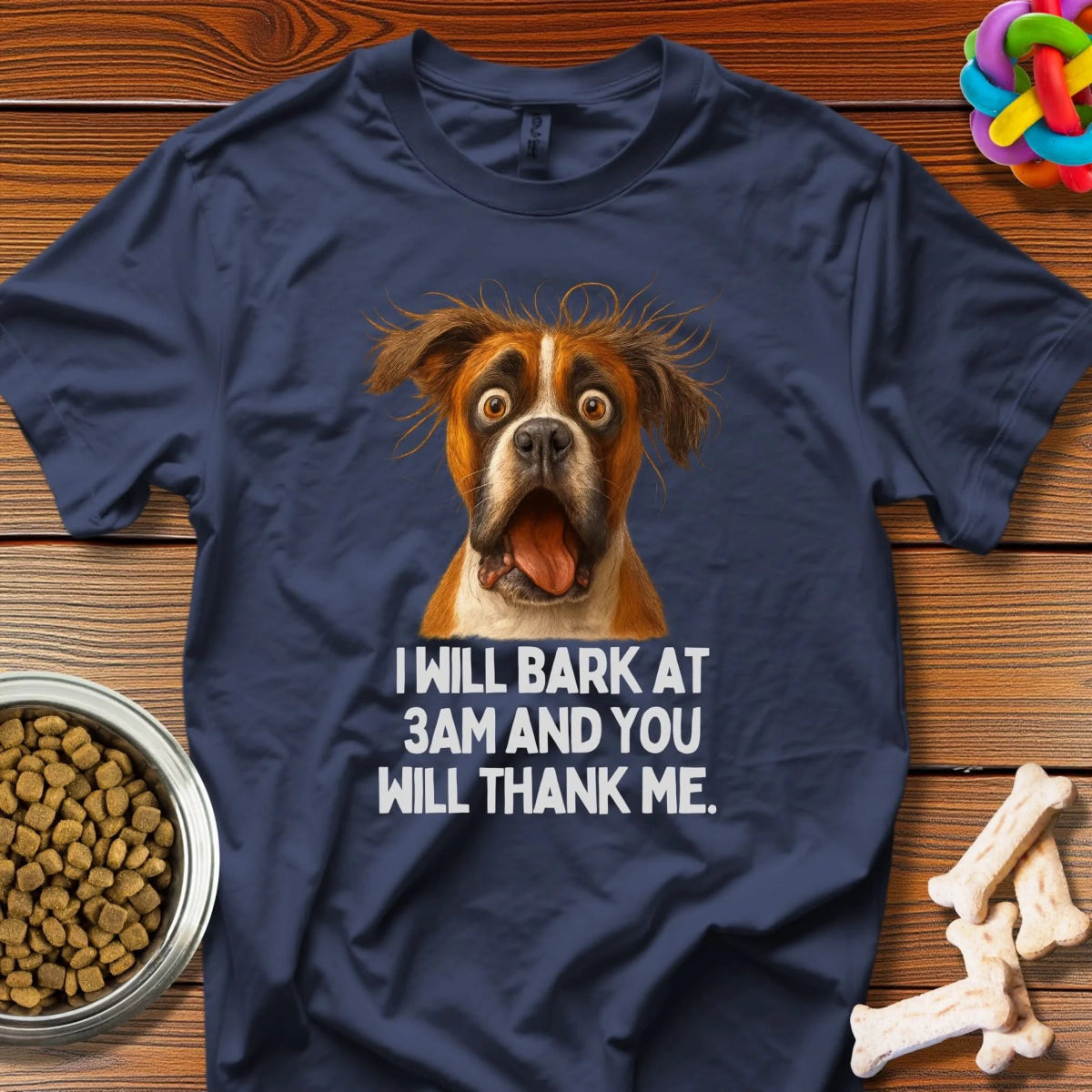Midnight Mayhem: Canine Comedy Meme, Late - Night Dog Humor - T-Shirt - Wooferface