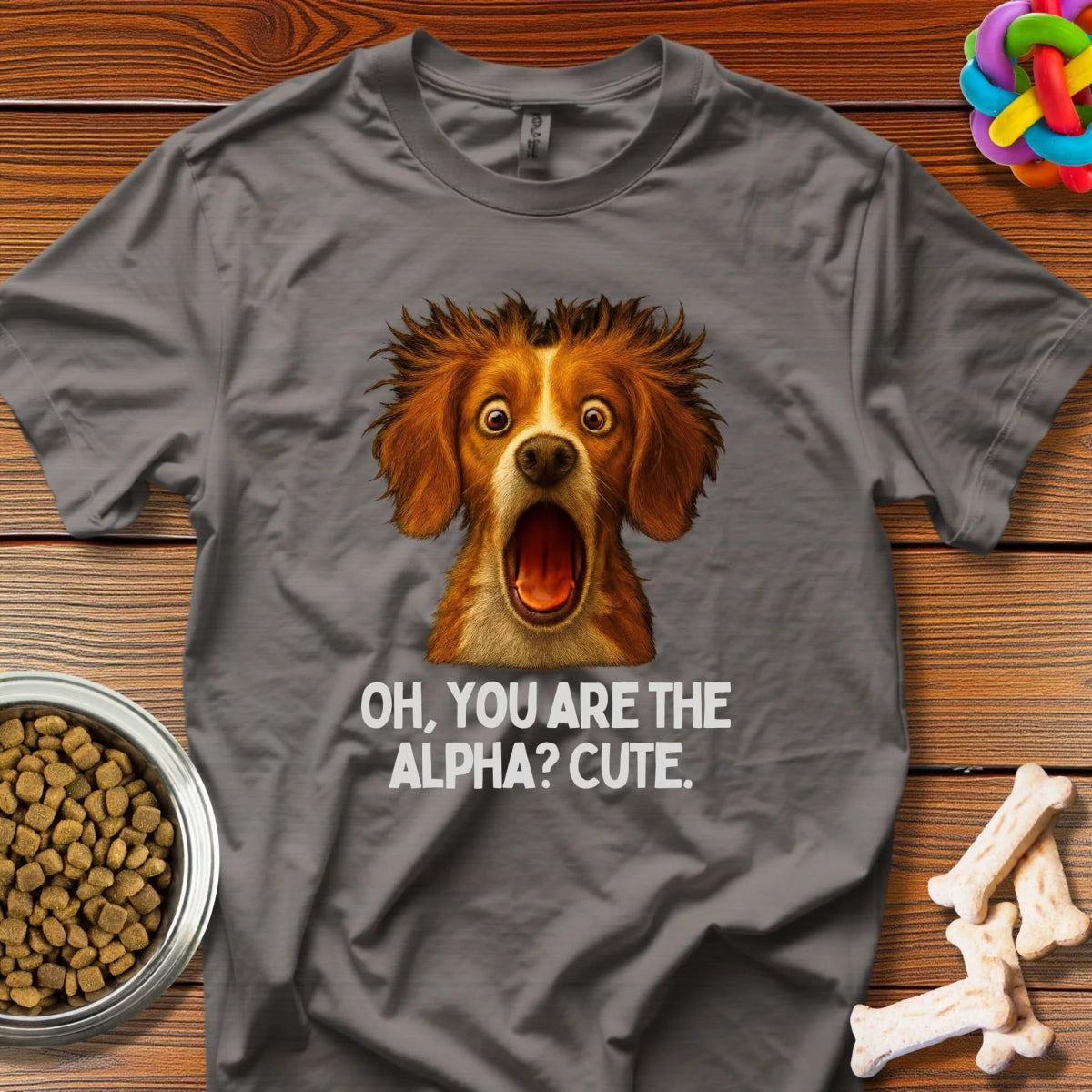 Shocked Canine Supremacy: Golden - Haired Dog Meme, High - Contrast Animal Portrait - T-Shirt - Wooferface