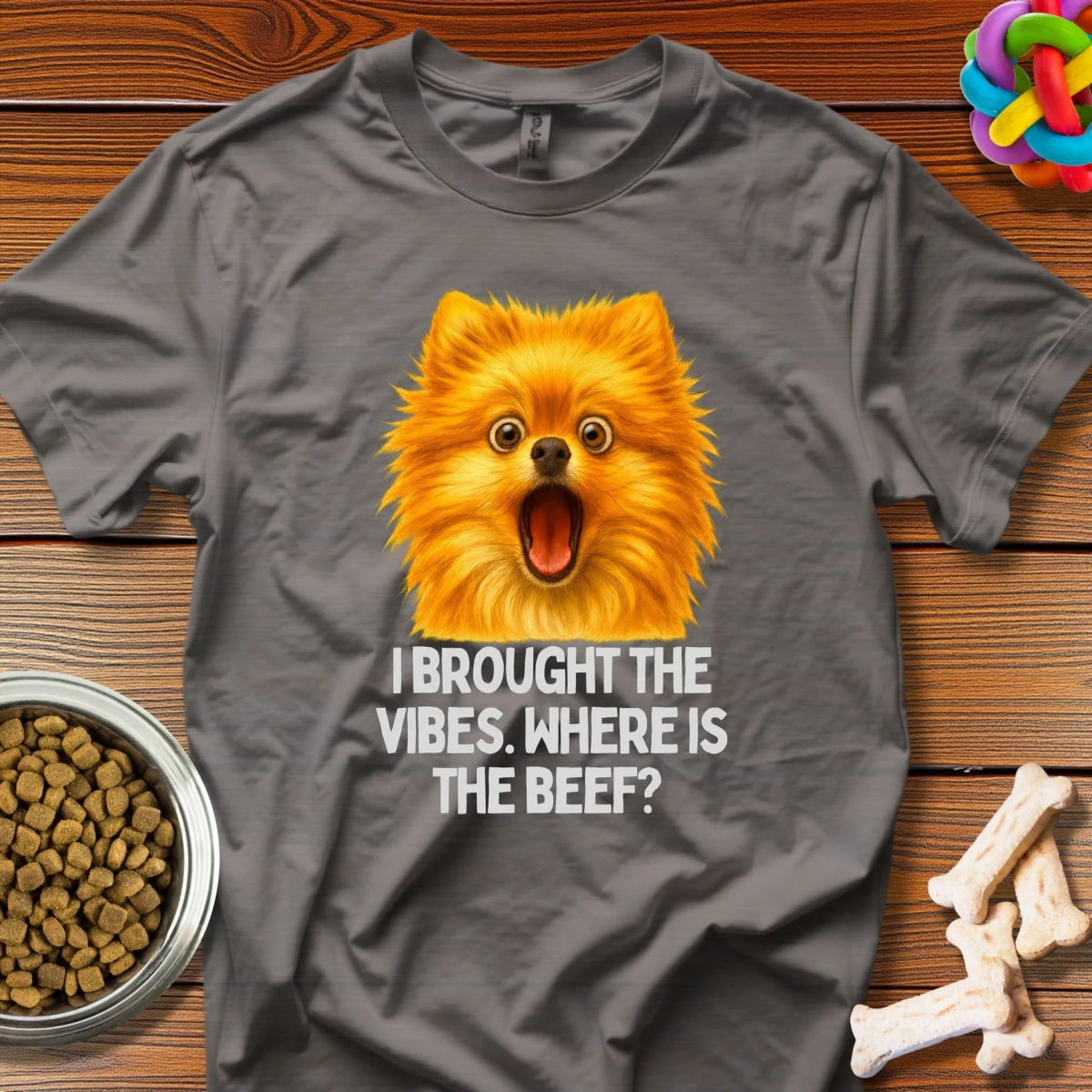 Viral Pup Vibes: Internet Meme Dog Portrait, Comedic Animal Photography - T-Shirt - Wooferface
