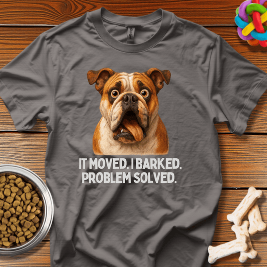 Bark Solutions: Hilarious Dog Meme, English Bulldog Comedy Portrait - T-Shirt - Wooferface
