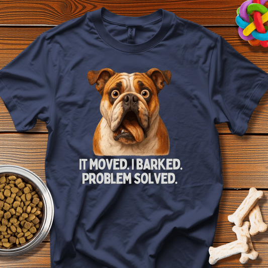 Bark Solutions: Hilarious Dog Meme, English Bulldog Comedy Portrait - T-Shirt - Wooferface
