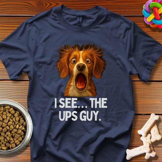 Doggy Delivery Drama: Shocked Canine Meme, Digital Comedy Illustration - T-Shirt - Wooferface