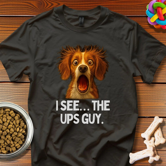 Doggy Delivery Drama: Shocked Canine Meme, Digital Comedy Illustration - T-Shirt - Wooferface