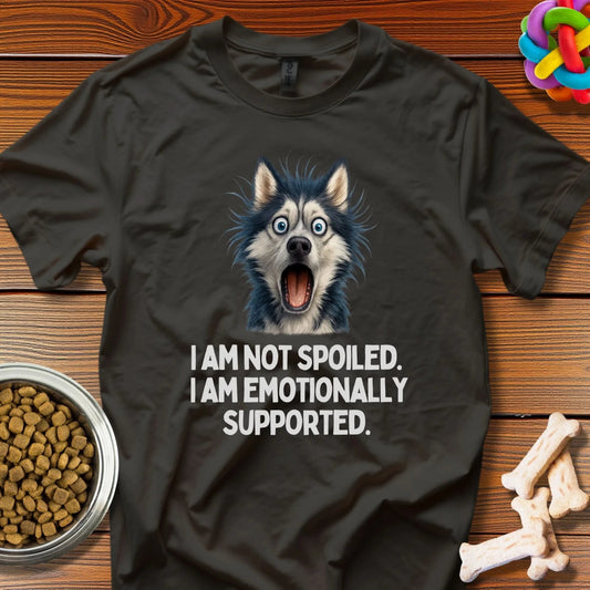 Emotional Support Husky: Playful Pet Meme, Viral Canine Illustration - T-Shirt - Wooferface
