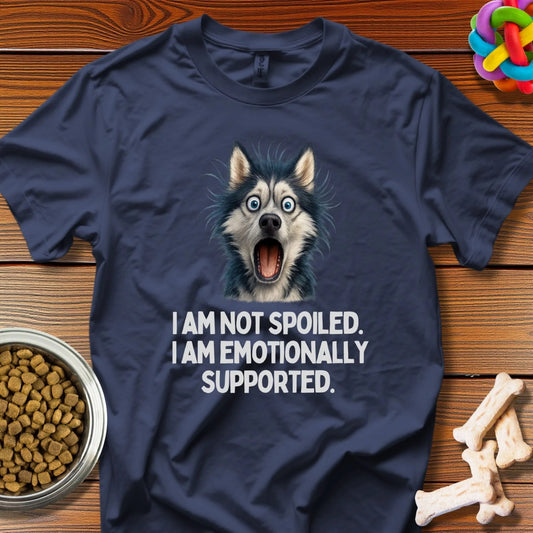 Emotional Support Husky: Playful Pet Meme, Viral Canine Illustration - T-Shirt - Wooferface