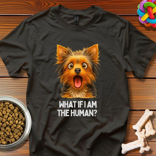 Existential Pup: Canine Identity Crisis, High - Contrast Dog Portrait - T-Shirt - Wooferface