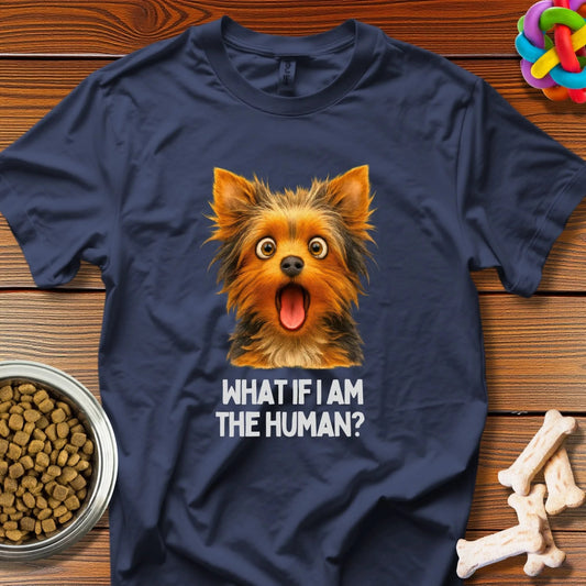 Existential Pup: Canine Identity Crisis, High - Contrast Dog Portrait - T-Shirt - Wooferface