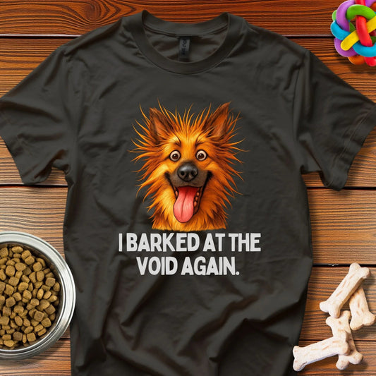 Fiery Bark of the Void: Whimsical Digital Dog Portrait, Vibrant Existential Illustration - T-Shirt - Wooferface