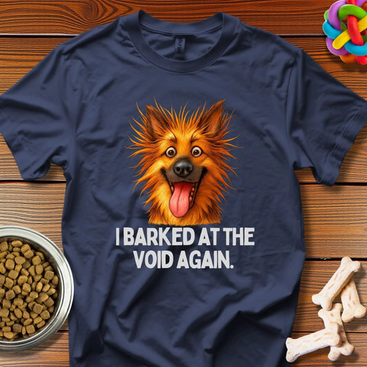 Fiery Bark of the Void: Whimsical Digital Dog Portrait, Vibrant Existential Illustration - T-Shirt - Wooferface