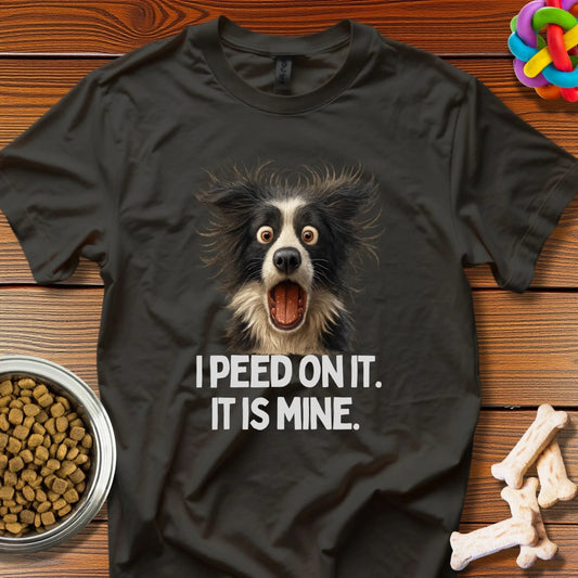Furry Mayhem: Comedic Border Collie Portrait, High - Resolution Canine Comedy - T-Shirt - Wooferface
