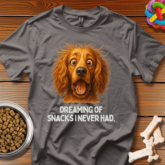 Golden Floof's Snack Fantasy: Comedic Canine Portrait, Digital Illustration Humor - T-Shirt - Wooferface