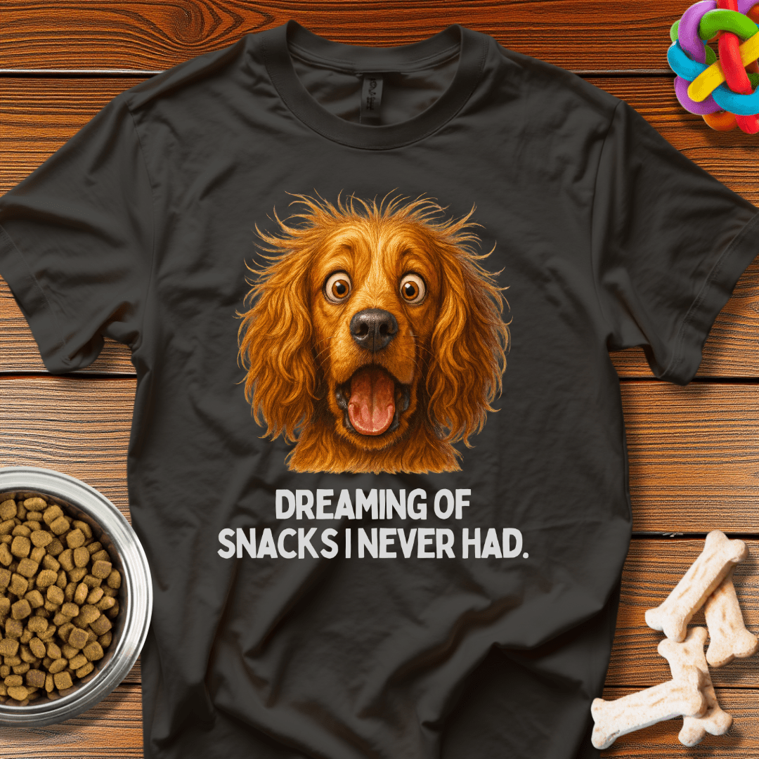 Golden Floof's Snack Fantasy: Comedic Canine Portrait, Digital Illustration Humor - T-Shirt - Wooferface