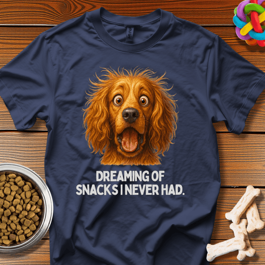Golden Floof's Snack Fantasy: Comedic Canine Portrait, Digital Illustration Humor - T-Shirt - Wooferface