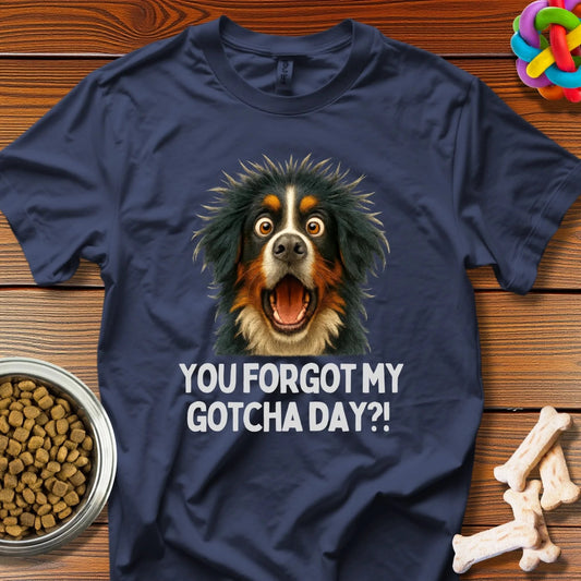 Gotcha Day Betrayal: Viral Dog Meme, Photorealistic Comedy Portrait - T-Shirt - Wooferface