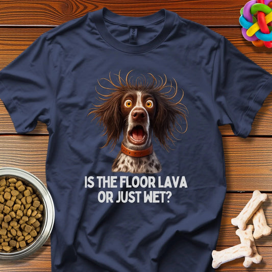 Lava or Puddle?: Dramatic Dog Meme, High - Resolution Canine Comedy - T-Shirt - Wooferface