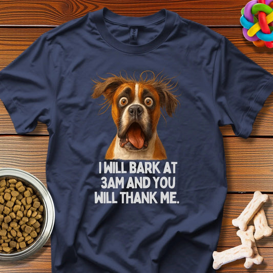Midnight Mayhem: Canine Comedy Meme, Late - Night Dog Humor - T-Shirt - Wooferface