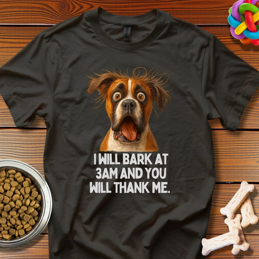 Midnight Mayhem: Canine Comedy Meme, Late - Night Dog Humor - T-Shirt - Wooferface