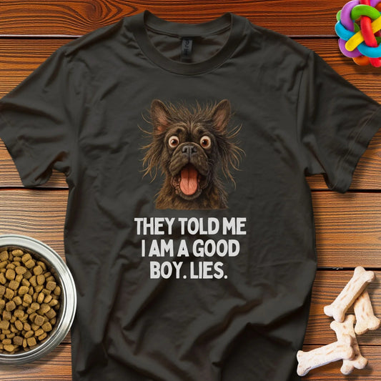 Mischievous Mutt Mayhem: Hilarious Dog Portrait, Comedic Pet Photography - T-Shirt - Wooferface