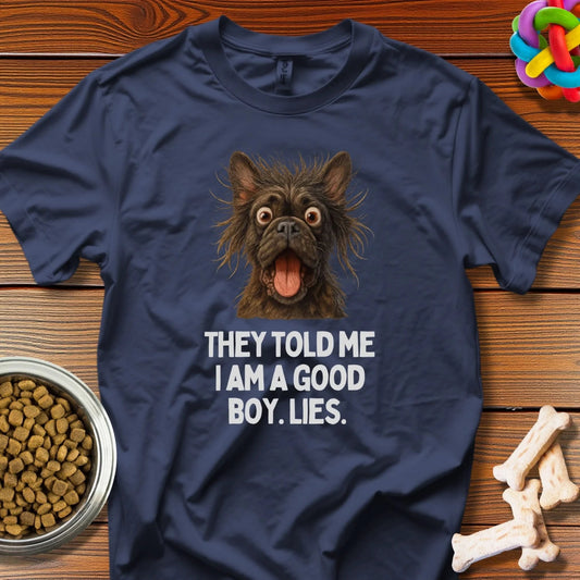 Mischievous Mutt Mayhem: Hilarious Dog Portrait, Comedic Pet Photography - T-Shirt - Wooferface