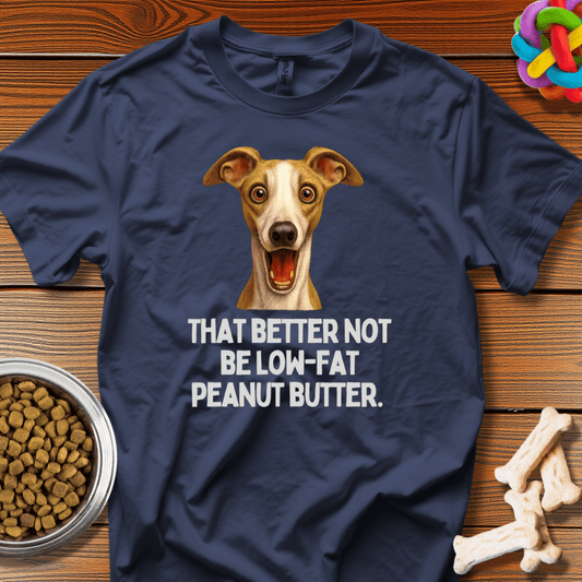 Peanut Butter Panic: High - Contrast Dog Portrait, Comedic Animal Expression - T-Shirt - Wooferface