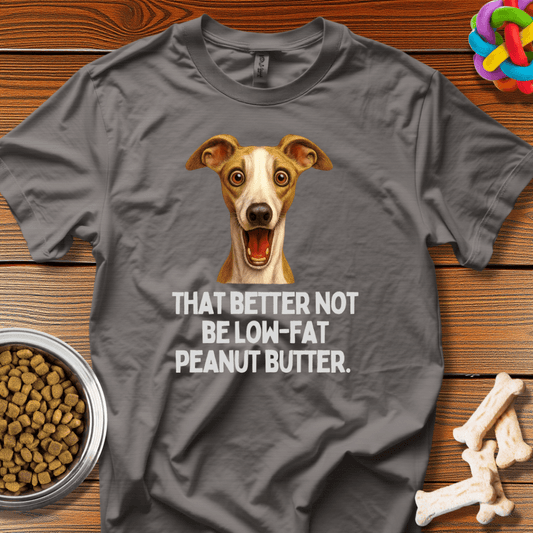 Peanut Butter Panic: High - Contrast Dog Portrait, Comedic Animal Expression - T-Shirt - Wooferface