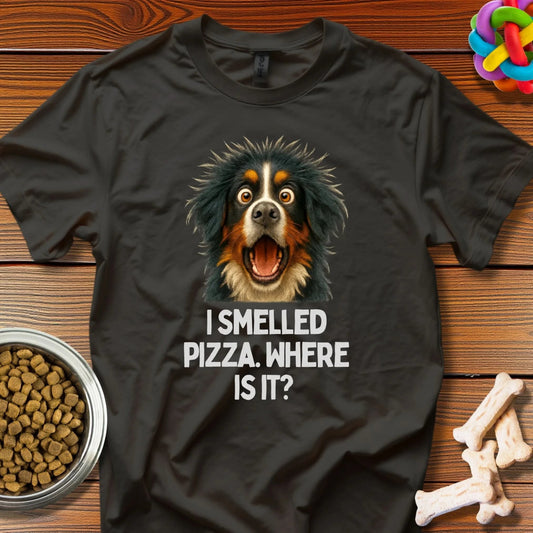 Pizza Detector: When Good Boys Smell Good Food, Hilarious Canine Meme Portrait - T-Shirt - Wooferface