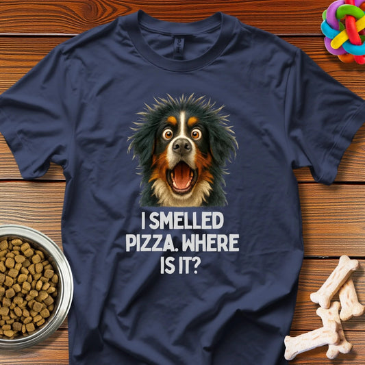 Pizza Detector: When Good Boys Smell Good Food, Hilarious Canine Meme Portrait - T-Shirt - Wooferface
