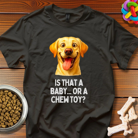Puppy Playtime Pandemonium: Golden Labrador Digital Art, Humorous Pet Illustration - T-Shirt - Wooferface