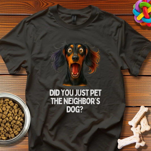 Scandalous Schnauzer: Dramatic Dachshund Portrait, Digital Pet Comedy Art - T-Shirt - Wooferface