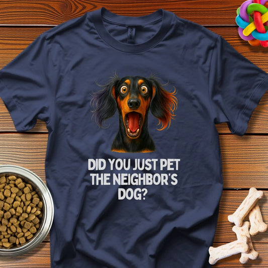 Scandalous Schnauzer: Dramatic Dachshund Portrait, Digital Pet Comedy Art - T-Shirt - Wooferface