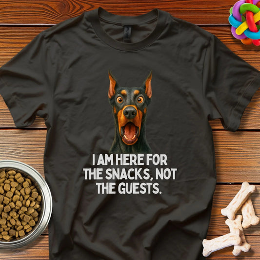 Snack Patrol: Doberman's Hilarious Food Mission, Photorealistic Pet Meme Art - T-Shirt - Wooferface