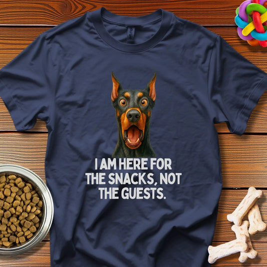 Snack Patrol: Doberman's Hilarious Food Mission, Photorealistic Pet Meme Art - T-Shirt - Wooferface