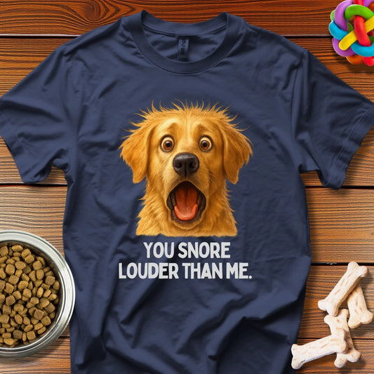 Snoring Showdown: Loud Nighttime Comedy, Golden Retriever Meme Art - T-Shirt - Wooferface