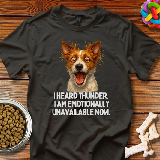 Thunderstruck Canine: Anxious Dog Meme, High - Contrast Photorealistic Illustration - T-Shirt - Wooferface