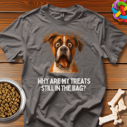 Treat Anticipation: Hilarious Dog Portrait, Comedic Pet Photography - T-Shirt - Wooferface