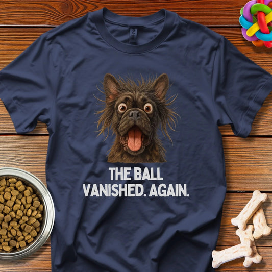 Vanishing Act: The Bewildered Pooch, Photorealistic Canine Comedy - T-Shirt - Wooferface