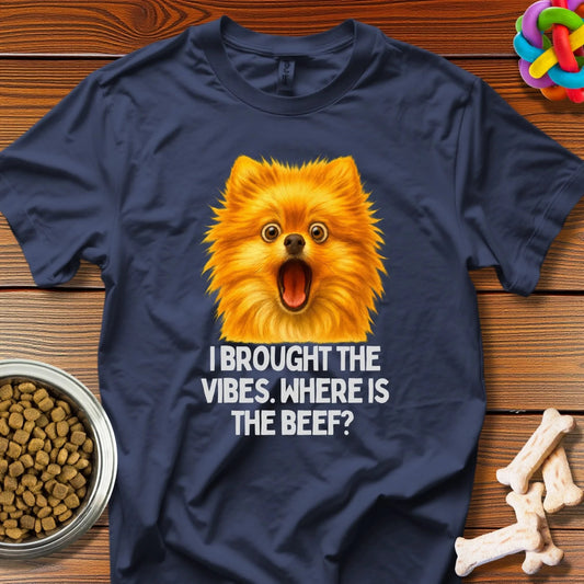 Viral Pup Vibes: Internet Meme Dog Portrait, Comedic Animal Photography - T-Shirt - Wooferface